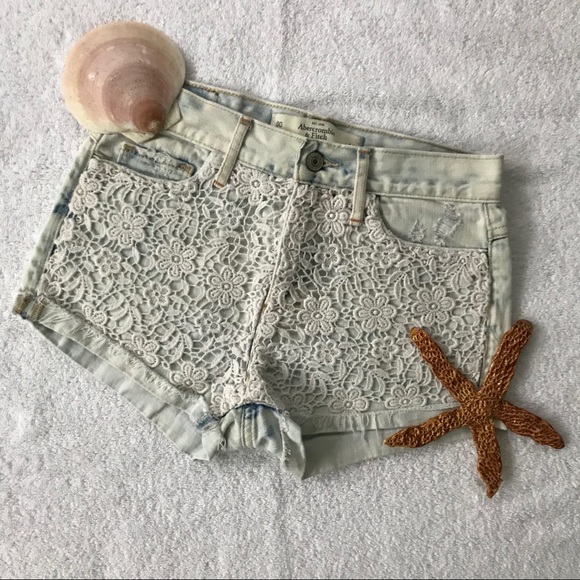 Abercrombie & Fitch Pants - 🌹2/$25🌹 A&F jean shorts with crochet detail (5a)